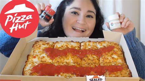 Pizza Hut New Detroit Style Pizza Mukbang And Food Review Youtube