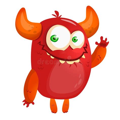 Cute Cartoon Monster Halloween Vector Red Monster Stock Vector