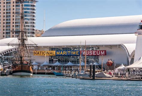 Closeup Of Maritime Museum Seen From Darling Harbour Water Sydney