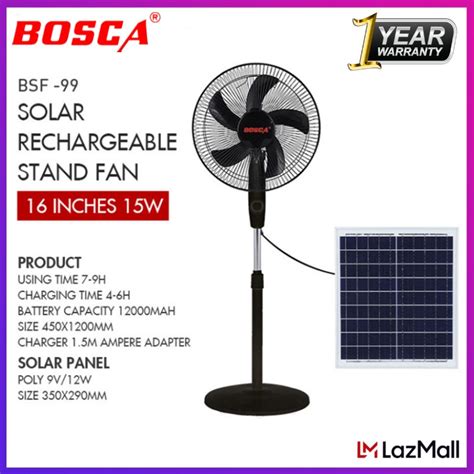Bosca 16 Inch 12v Dc Standing Solar Powered Outdoor Rechargeable Solar Electric Fan With Solar