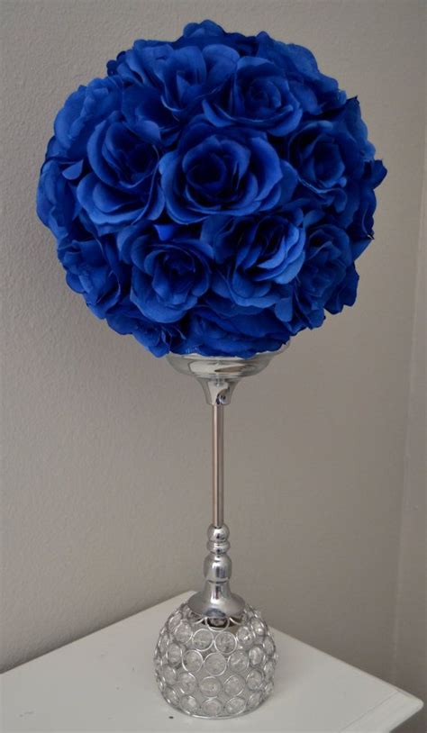 Wedding flower arrangements & centerpieces. ROYAL BLUE flower ball, Wedding CENTERPIECE, Wedding Decor ...