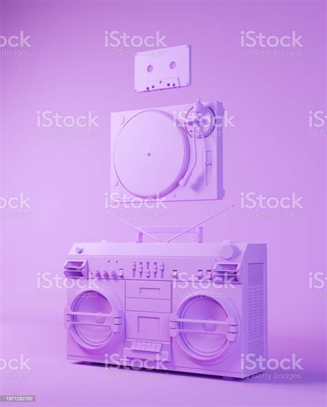 Music Purple Pink Lavender Boombox Turntable Cassette Tape Retro