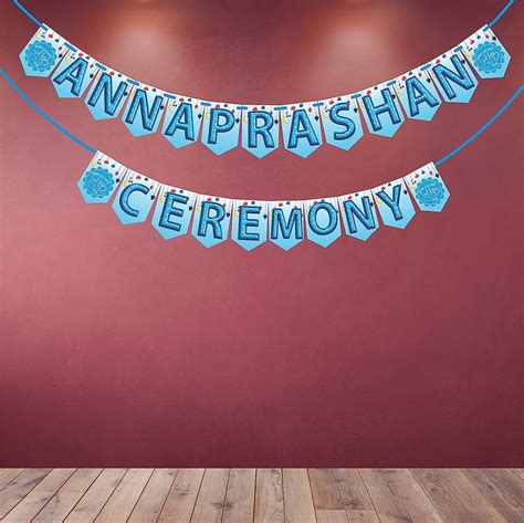 Wobbox Annaprashan Bunting Banner Annaprashan Ceremony Sky Blue Color