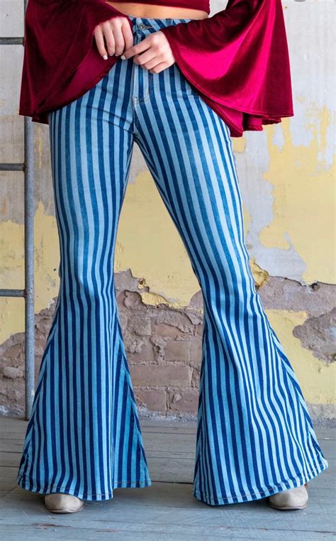 Striped Bell Bottoms Etsy