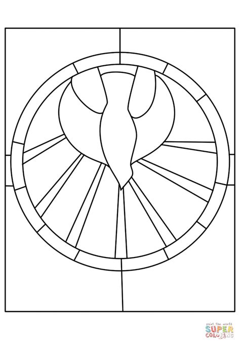 The Holy Spirit Comes At Pentecost Stained Glass Coloring Page Free