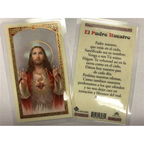 Holy Prayer Cards For The Prayer To El Padre Nuestro Our Father In