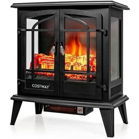 25 Inch Freestanding Electric Fireplace Heater Realistic Fla