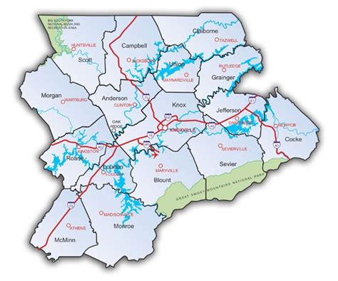 County Map Of East Tennessee Cities And Towns Map