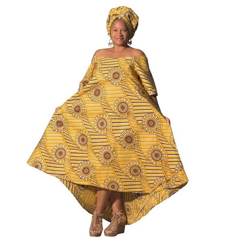 high low hem off shoulder dress with matching head wrap african fashion dresses african print