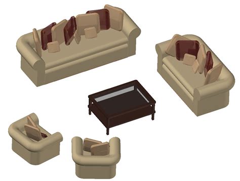 Autocad 3d Drawing Of Drawing Room Furniture Design Cad File Cadbull