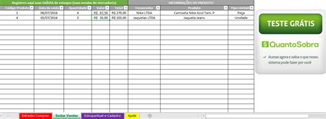 Planilha De Controle De Estoque Excel Modelo Grátis Para Download