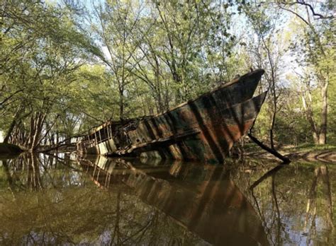 This Abandoned Ship Has Sat In A Kentucky Creek For Decades