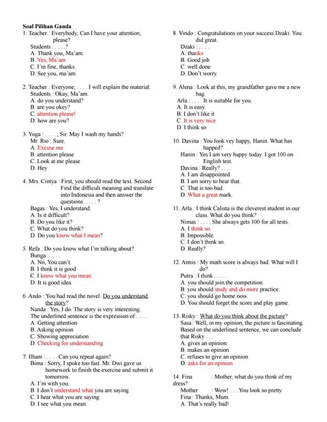 Soal mid bahasa inggris sem 1 kls 8 2016 by catur - Issuu