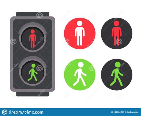 Pedestrian Traffic Light Icons Stock Vector Illustration Of Info