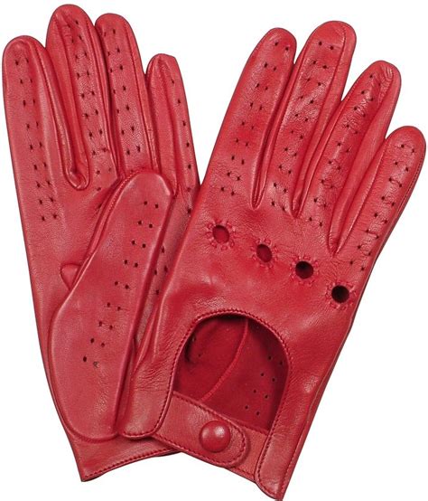 forzieri women s red perforated italian leather driving gloves womens gloves leather driving