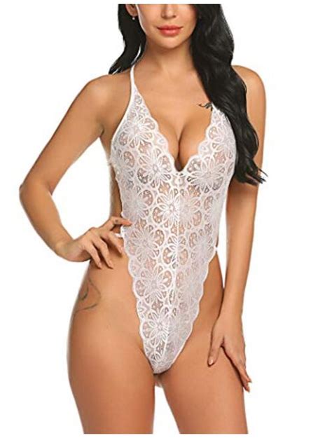 buy avidlove women one piece lingerie deep v lace bodysuit mosaic lace teddy mesh skirt online