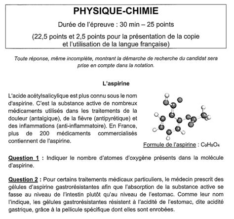 Templado Acusador Descenso Repentino Sujet Brevet Blanc Physique Chimie