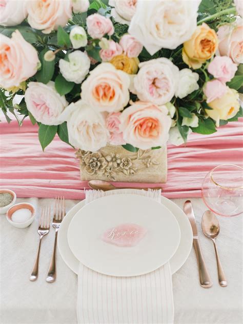 Pantone Rose Quartz Bridal Inspiration Shoot Wedding Table Pink Rose