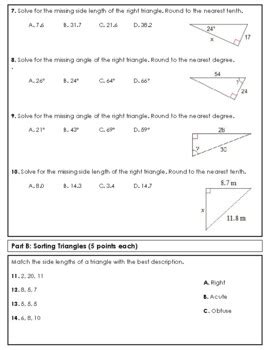 Please do not post the answer keys or other membership content on a website for others to view. Unit 8 Test Right Triangles And Trigonometry Answer Key ...