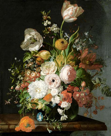 Alte nationalgalerie (berlin) summer or the amazon or horsewoman, fullface: Flowers In A Glass Vase Painting by Rachel Ruysch