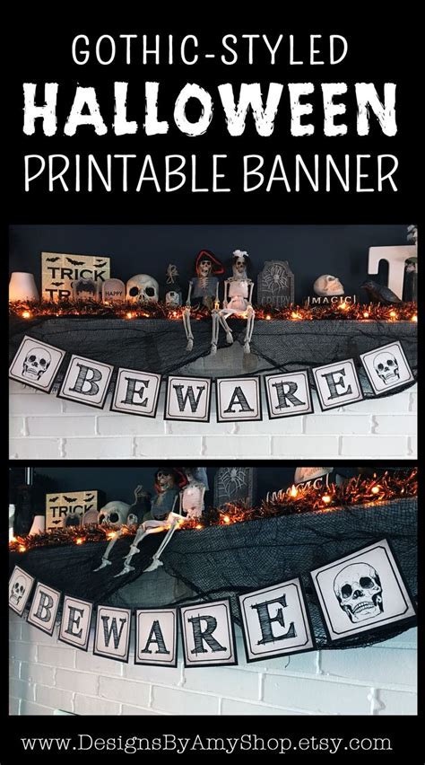 Printable Halloween Banner Beware Banner Halloween Party Etsy