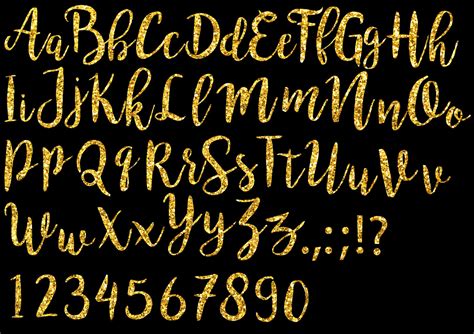 Gold Glitter Alphabet Clip Art Glitter Letters Numbers 68 Elements By