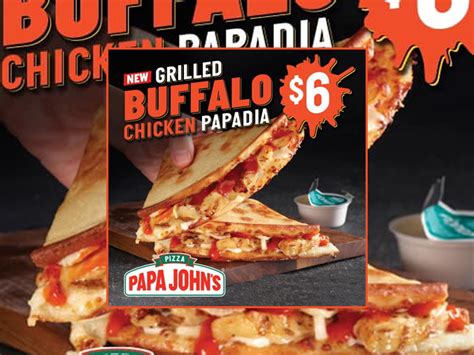 papa john s spotted selling new grilled buffalo chicken papadia chew boom