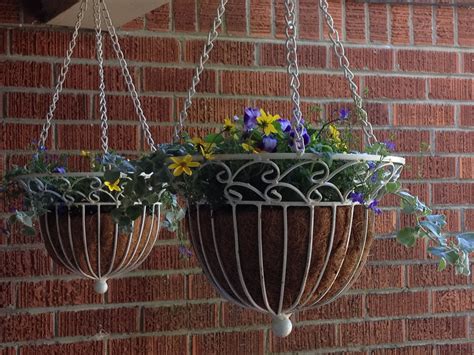 Wrought Iron Hanging Baskets Christmas Porch Decor Flowers Hanging