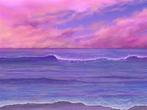 Pink Sunset Waves Sunset Painting Sky Art Painting Purple Painting