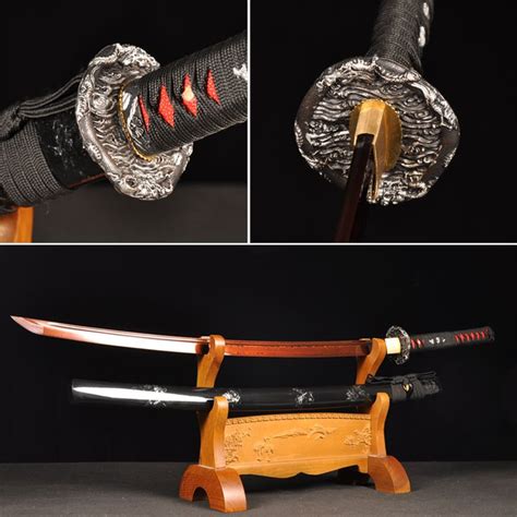 1600us Red Blade Handmade Katana Damascus Folded Steel Japanese