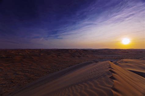 Desert Sunset Sand Landscapes Nature Dunes Sky