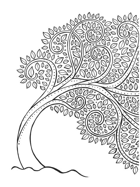 Adult Coloring Page Tree For Printing And Coloring