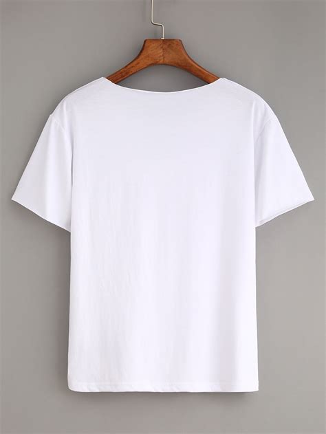 Ripped Plain White T Shirt Shein Sheinside