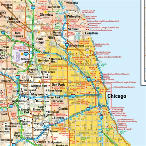 Chicago Downtown Wall Map By Map Resources Mapsales Images And Photos Finder