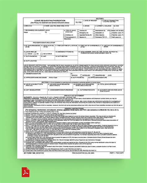 Af Form 988 Leave Form Fillable Printable Forms Free Online