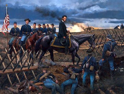 Lincoln Touring The Battlefield Of Petersburg By Keith Rocco Double