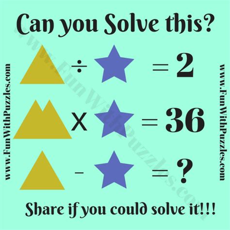 Maths Brain Teaser For Kids With Solution Algebra Problem Fun With
