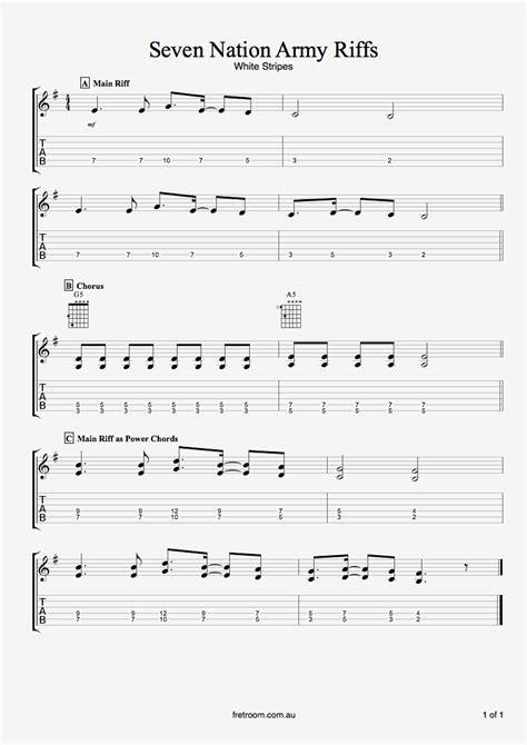 Seven Nation Army Guitar Tab Easy Army Military
