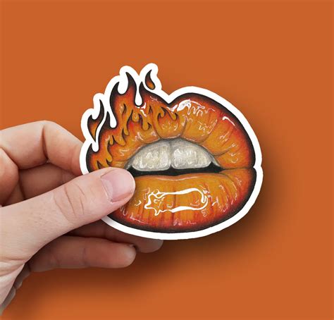 Fire Lips Die Cut Stickers Etsy