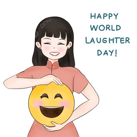 World Laughter Day Png Picture Cute Girl Laughing Widely And Hugging Laughter Emoji