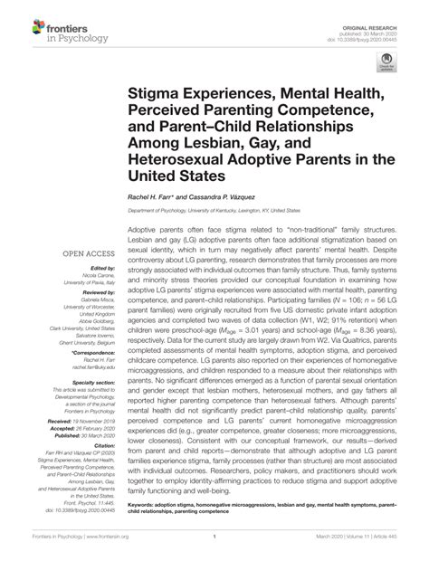 Pdf Stigma Experiences Mental Health Perceived Parenting Competence