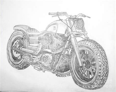 Custom Harley Davidson Original Graphite Sketch Drawing By Scott D