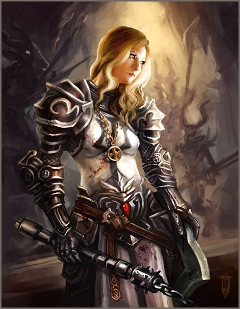 Female Human Flail Plate Armor Shield Cleric Fighter Paladin Pathfinder Pfrpg Dnd Dandd D20