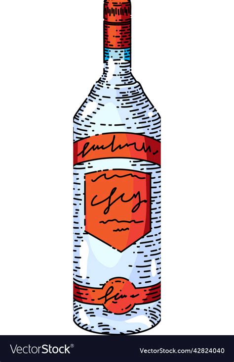 Vodka Bottle Sketch Hand Drawn Royalty Free Vector Image