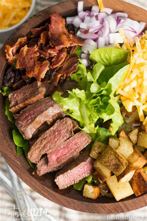 Sweet potato cakes with kale and bean salad. Steak and Potato Salad {Dinner Salad Recipe} | Tastes of Lizzy T
