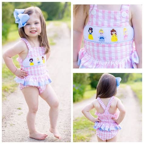 Smocked Princess Swimsuit Baby Girl Outfits Newborn Kids Swimwear