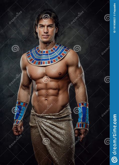 Athletic Man In Blue And Gold Egyptian Costume Stock Image Image Of Husband Antique 191938021