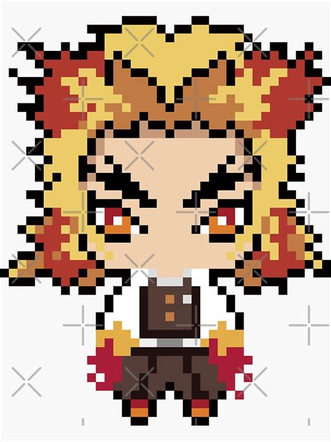 Flame Hashira Kyojuro Rengoku Pixel Art Anime Pixel Art Pixel Art Grid