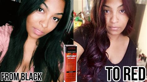 Dying Black Hair To Magenta Red Using Loreal Hicolor Highlights With