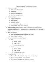 Nutrition Study Guide Exam 1 - NUTRITION Exam 1 Chapter 1 Nutrition the